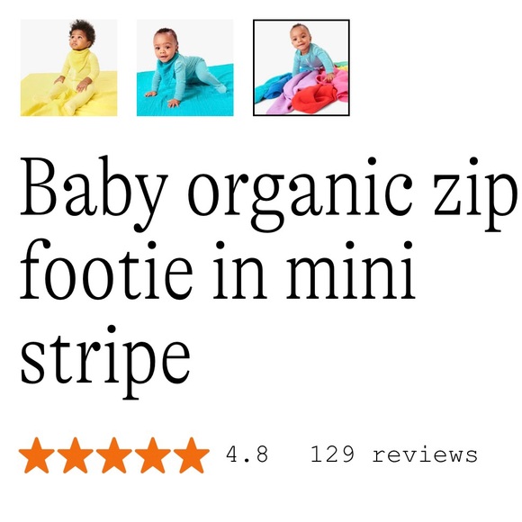 Baby organic zip footie in mini stripe- Blossom/ivory mini stripe, 0-3 months - Picture 6 of 8